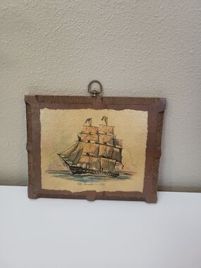 Vintage Nautical Ship Wooden Wall Plaques 9''x11'' Old Ironsides 1797